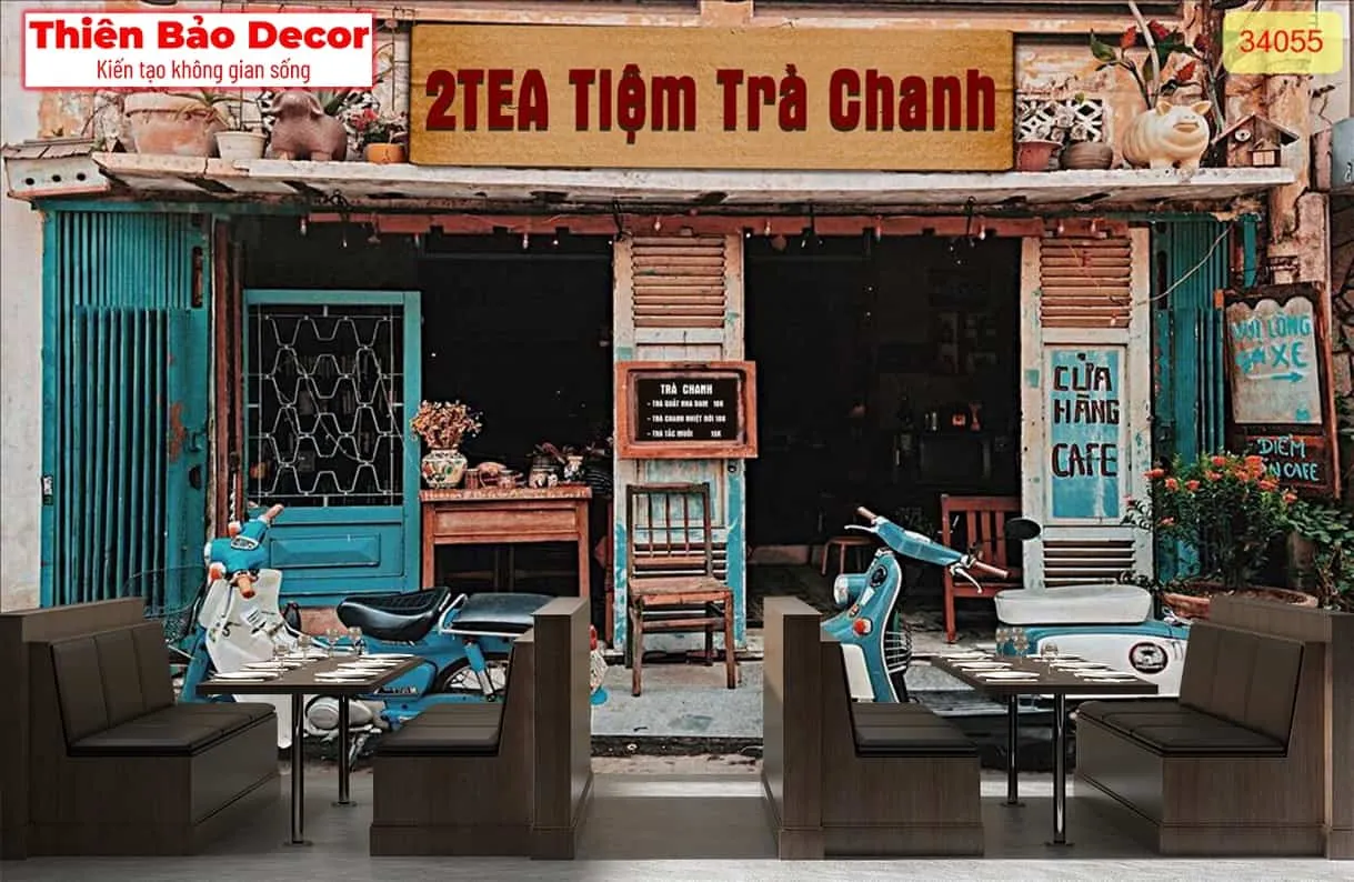 Tranh dán tường quán CAFE