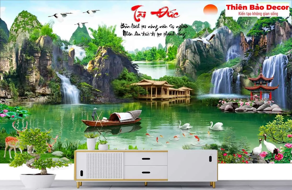 Tranh dán tường sơn thủy hữu tình